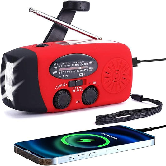 Solar & Hand Crank Radio with LED Flashlight and phone charger