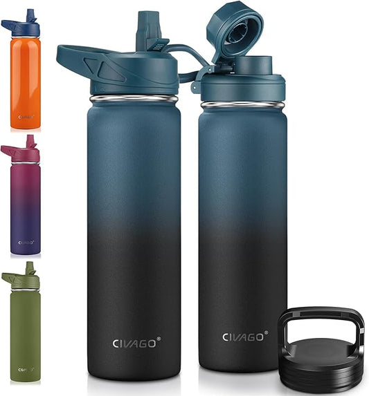 CIVAGO 22 oz Insulated Water Bottle With Straw