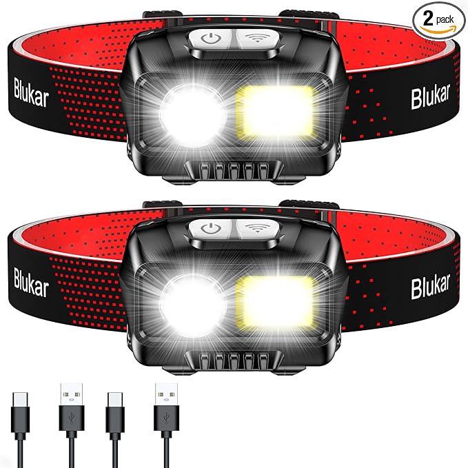 LED Headlamp rechargeable 2pack