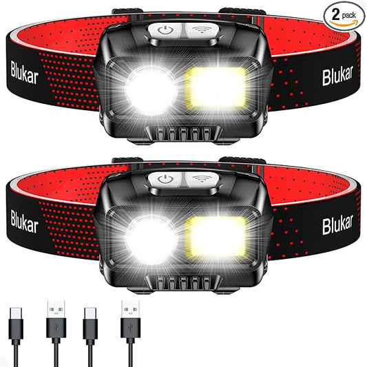 LED Headlamp rechargeable 2pack